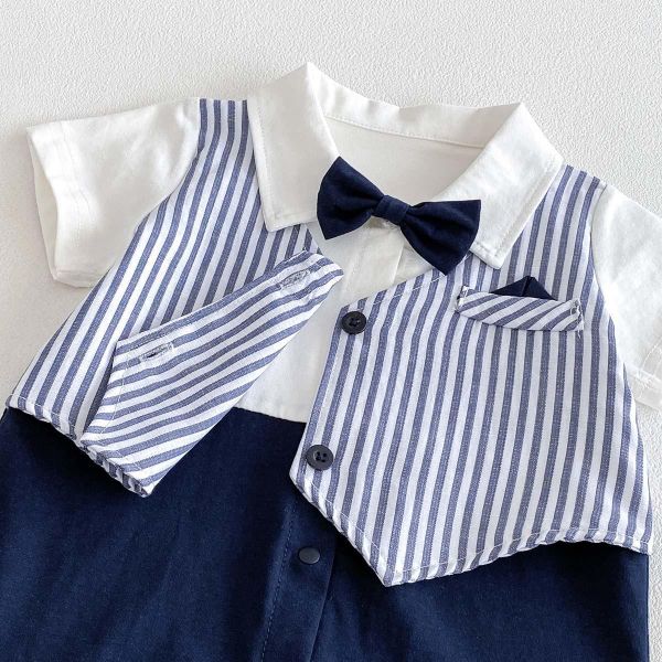 假兩件紳士領結連身裝 