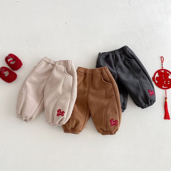 『現貨100cm』小馬刺繡燈芯絨加厚長褲 