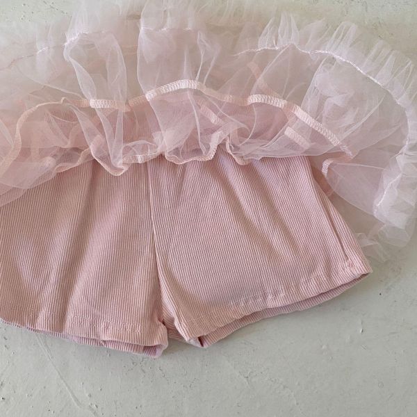 夏季糖果色網紗蛋糕褲裙 