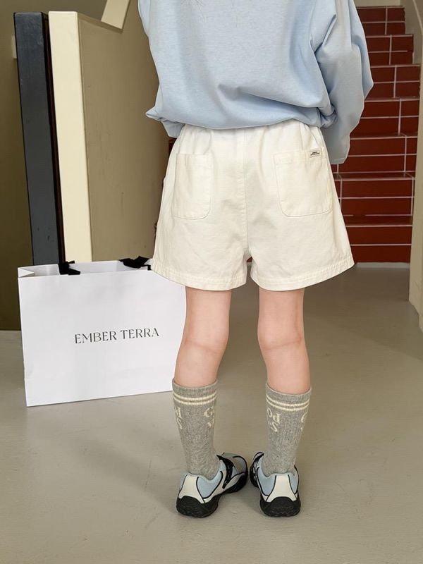 男女童素色棉麻透氣五分短褲(5色) 