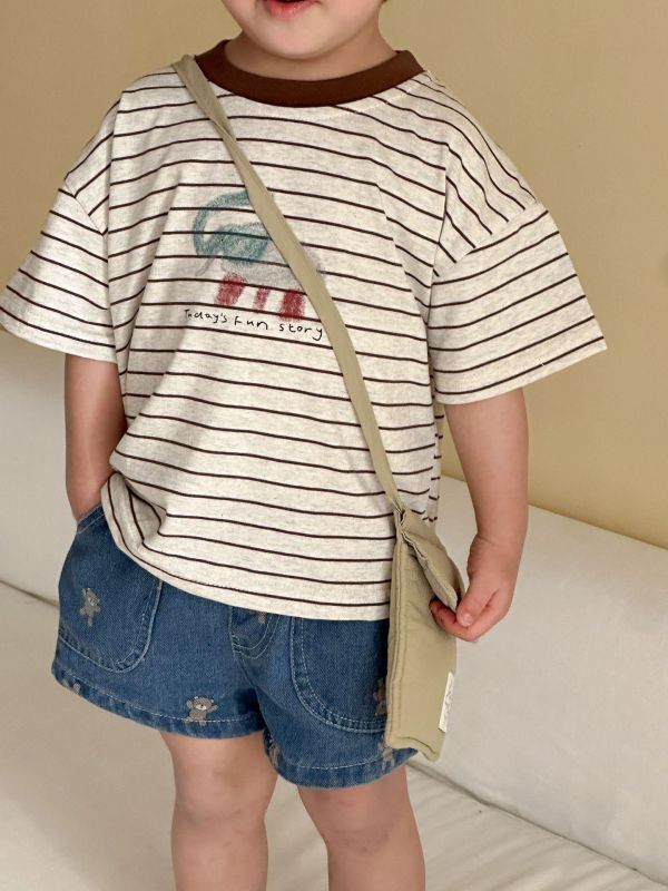 大象印花條紋寬鬆上衣 