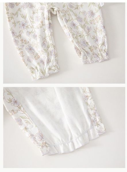 新生兒花領口開釦連身裝(2款) 