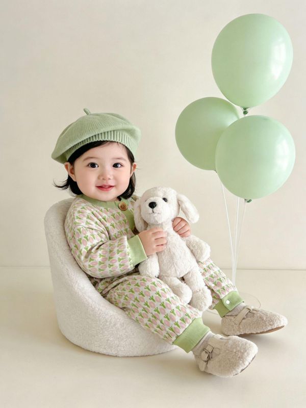 鬱金香開釦針織連身裝 