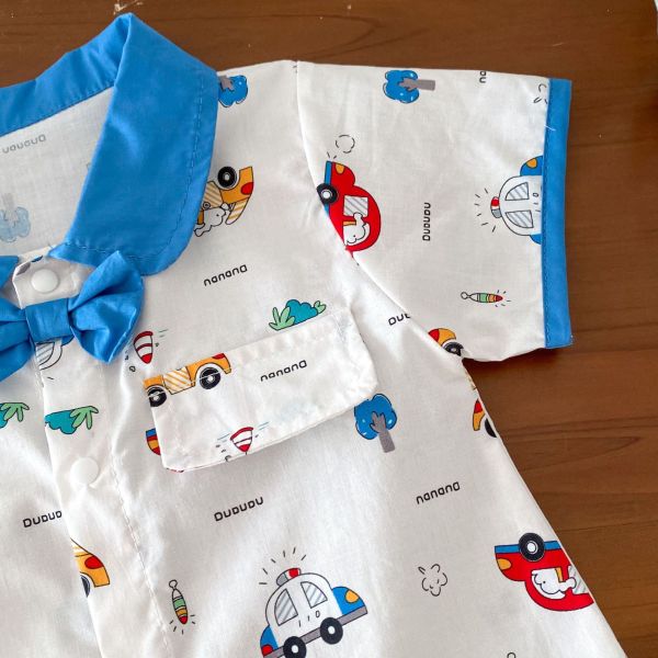 滿版小汽車領結連身裝 