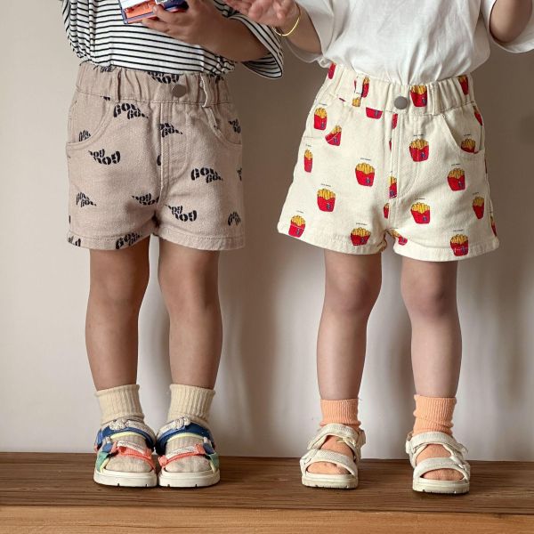 可愛薯條/字母/小花/愛心休閒短褲 