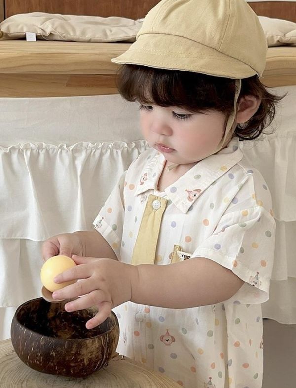 生日狗狗點點可拆式領帶襯衫連身裝 