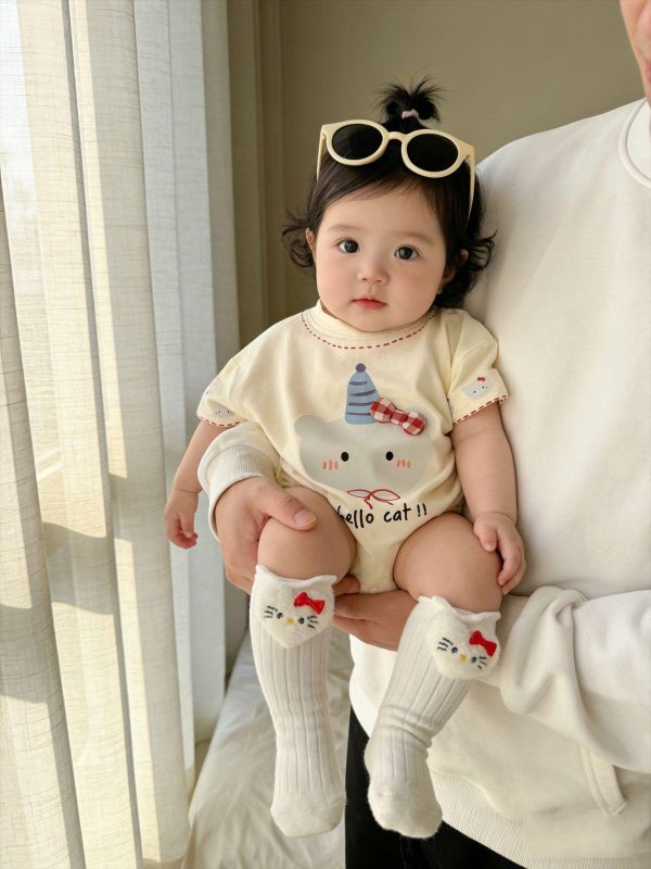 生日帽小熊可愛連袖包屁衣 