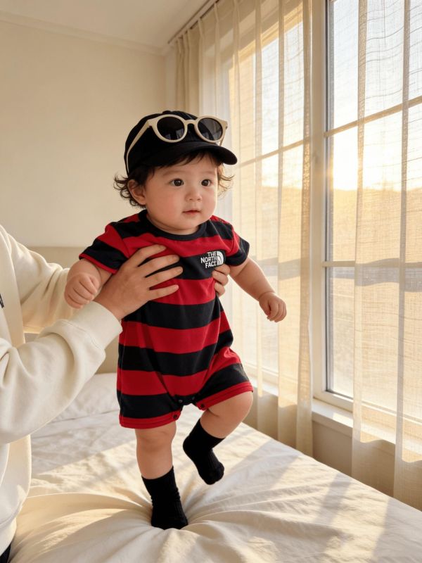 寬版條紋經典兩色連身裝 