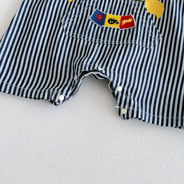 大象撞色背心/維尼豎條紋吊帶褲 