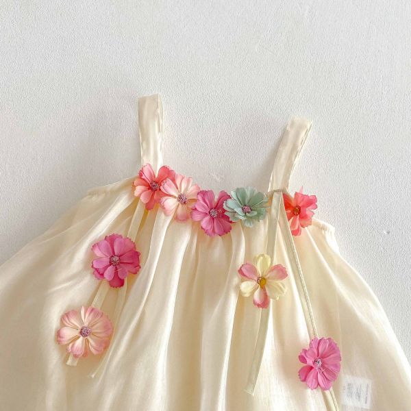 立體小花氣質細肩包屁裙 