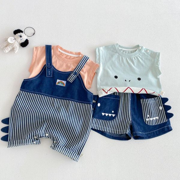 恐龍上衣/牛仔短褲/牛仔吊帶褲 