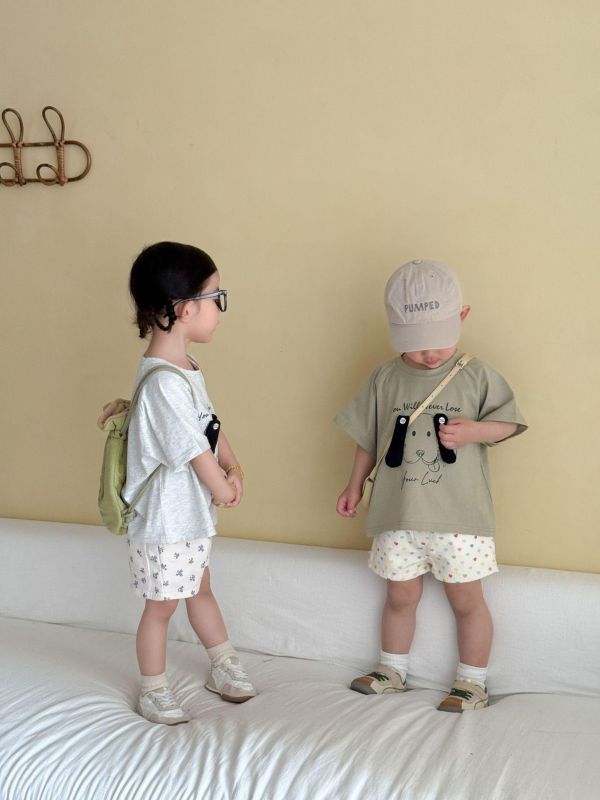 立體狗狗耳朵素色T恤上衣 