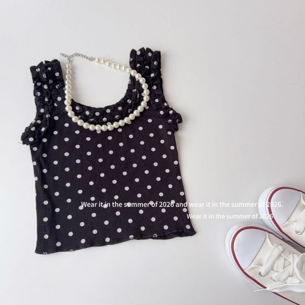 木耳花邊背心素色/點點背心 