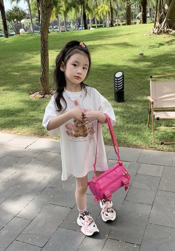 小熊可愛印花長版寬鬆上衣 