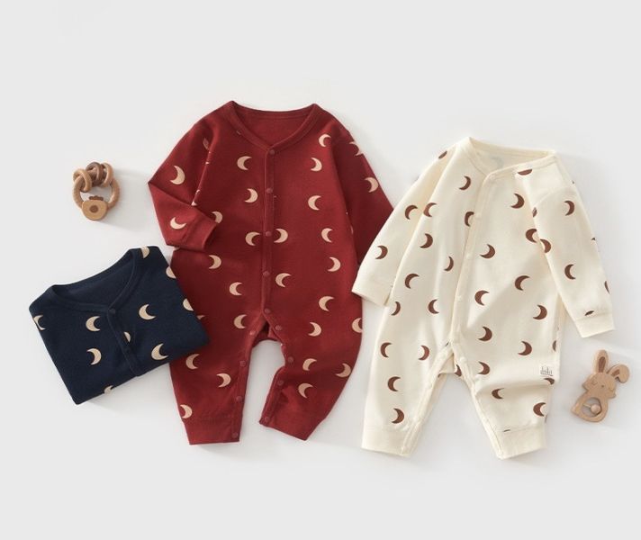 新生兒月亮開釦棉質連身裝 