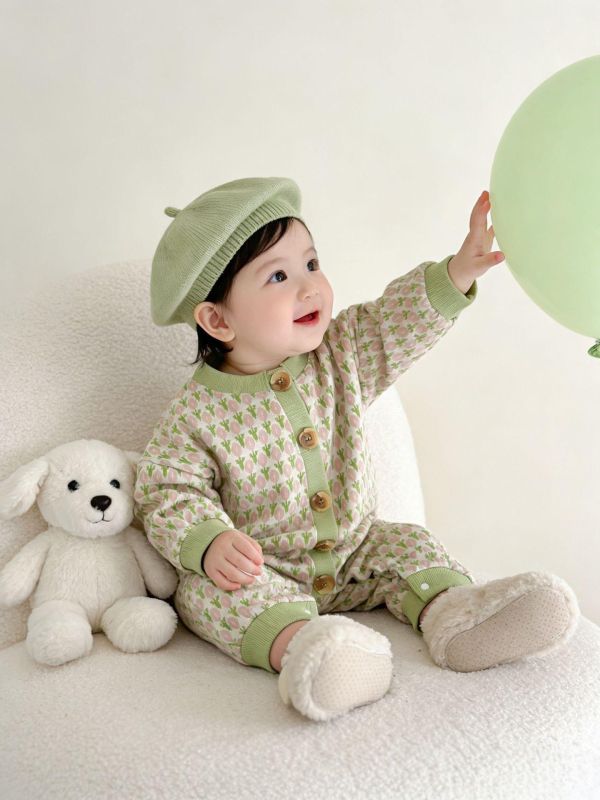 鬱金香開釦針織連身裝 