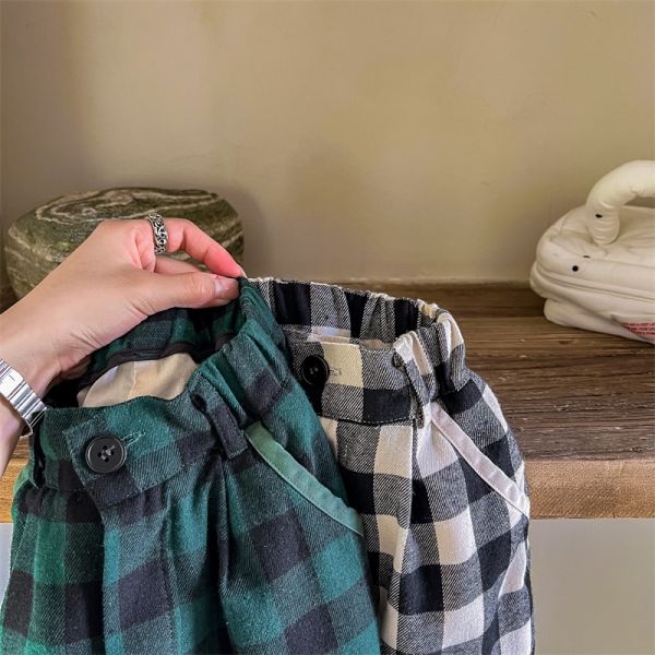 鬆緊時尚格紋休閒哈倫褲 