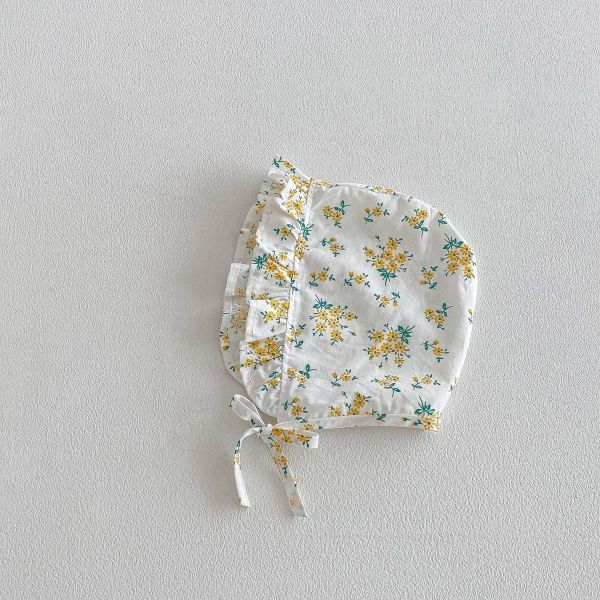 春夏亮眼黃田園碎花包屁衣+帽 