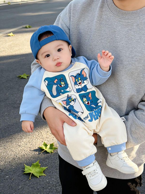 傑利鼠與湯姆貓印花拼袖連身裝 