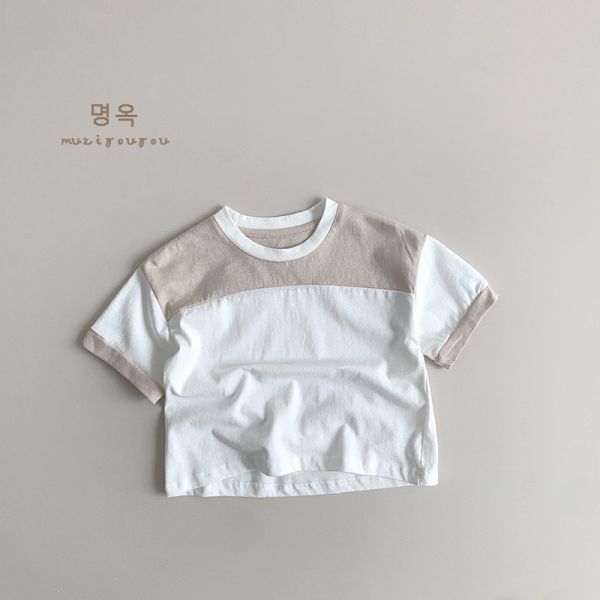 拼色純棉百搭休閒上衣 