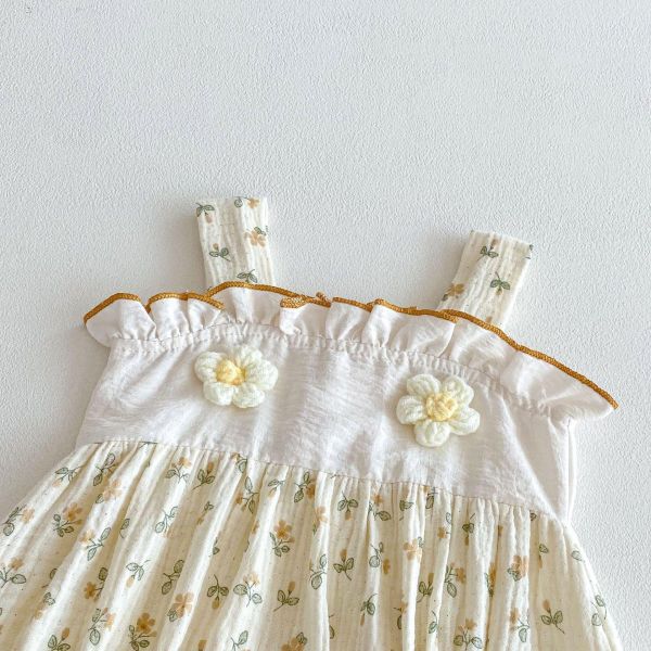 田園風碎花背帶鬆緊包屁衣+帽 