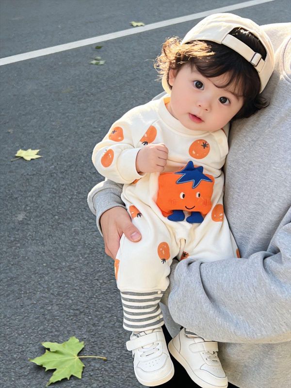 立體娃娃滿印印花拼接連身裝 