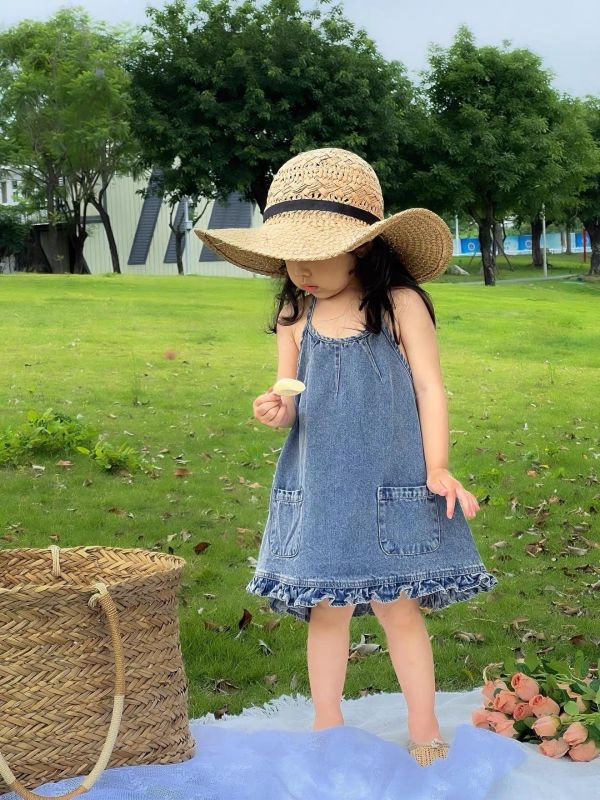 夏季露背綁帶牛仔連身裙 