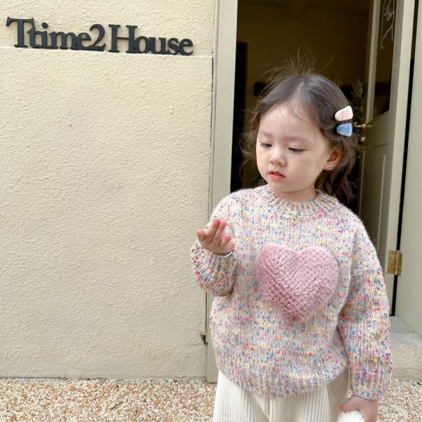 混織毛絨愛心甜系上衣 