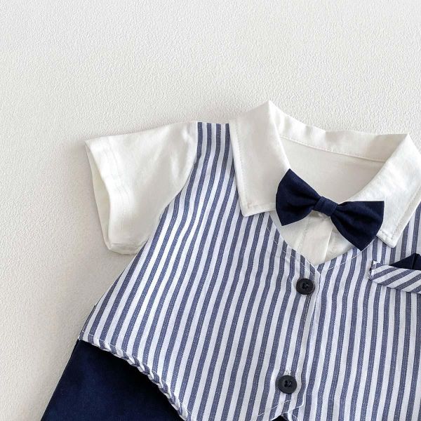 假兩件紳士領結連身裝 