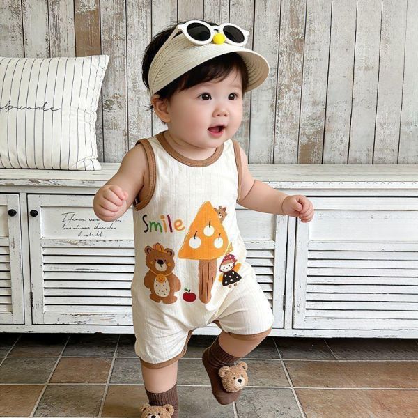 薯條/西瓜/森林熊撞色壓邊連身裝(3色) 