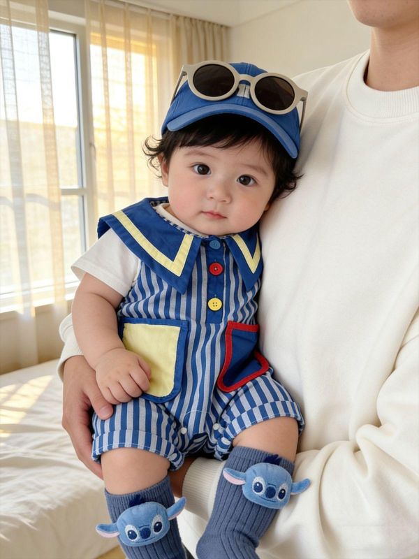 可愛馬戲團小丑翻領兩件套連身裝 