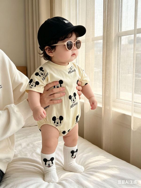 滿版米奇印花寬鬆包屁衣 