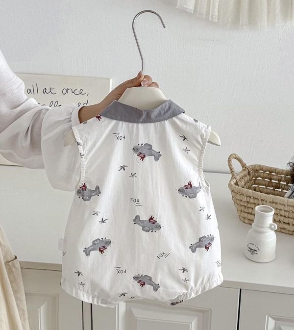 帥氣飛機翻領開釦連身裝 