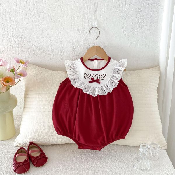 兔子刺繡蕾絲領氣質包屁衣 