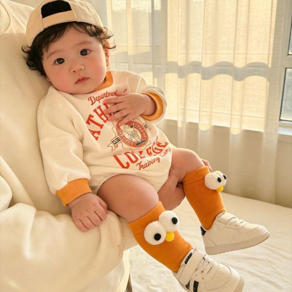 字母狗狗印花壓邊包屁衣+襪 