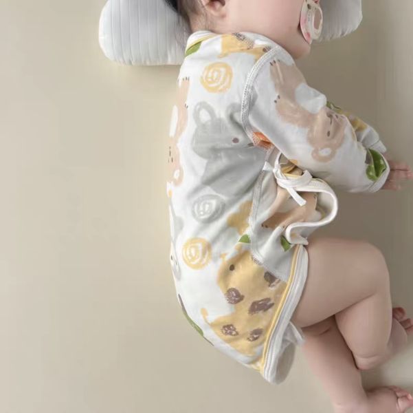 新生兒純棉綁帶側開包屁衣(6款) 
