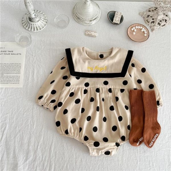 大翻領珍珠奶茶點點包屁衣 