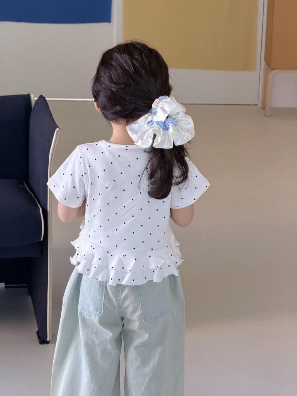 點點荷葉蝴蝶結甜美上衣(2色) 