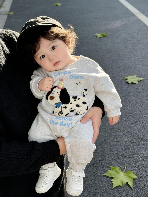 立體生日帽狗狗布標連身裝 