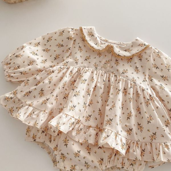 田園氣質碎花開釦包屁裙 