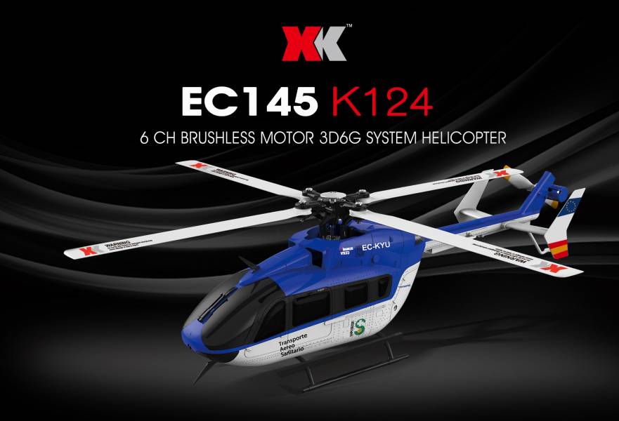 【偉力控】XK K124 六動單槳無刷直升機 EC-145像真機 單機單電版 【偉力控】XK K124 六動單槳無刷直升機 EC-145像真機 單機單電版