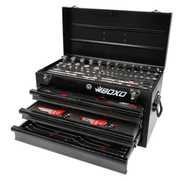 三抽手提鐵製工具箱與工具盤(現貨+預購) BOXO赫杰國際多功能工具組