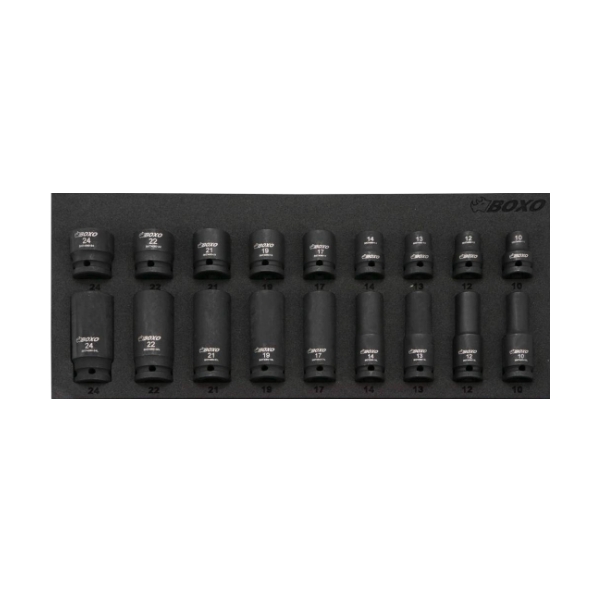 18Pcs 1/2"六角氣動長短套筒組 