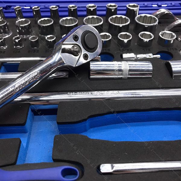 58 Pcs 1/4"&1/2"英制套筒扳手組 (6PT/12PT) 套裝工具,赫杰國際,台灣製,MIT,高品質,手工具,台中,豐原,大甲,BOXO,BX14122058S,英制套筒扳手組
