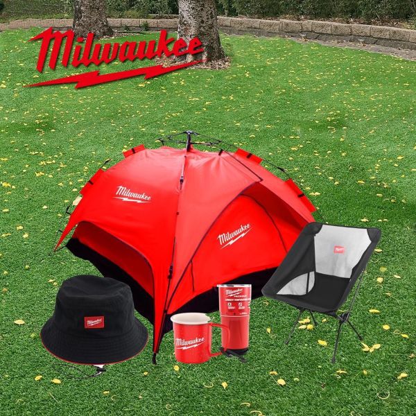 【Milwaukee美沃奇】限量商品 露營野餐組：帳篷 .月亮椅.漁夫帽.冰霸杯.琺瑯杯(公司貨)僅此一組 美沃奇,Milwaukee,台灣總代理,公司貨,鋰電動工具,M12,12V,M18,18V鋰電,軍刀鋸,赫杰國際,限量商品,露營組,美沃奇露營組,野餐組,美沃奇野餐組