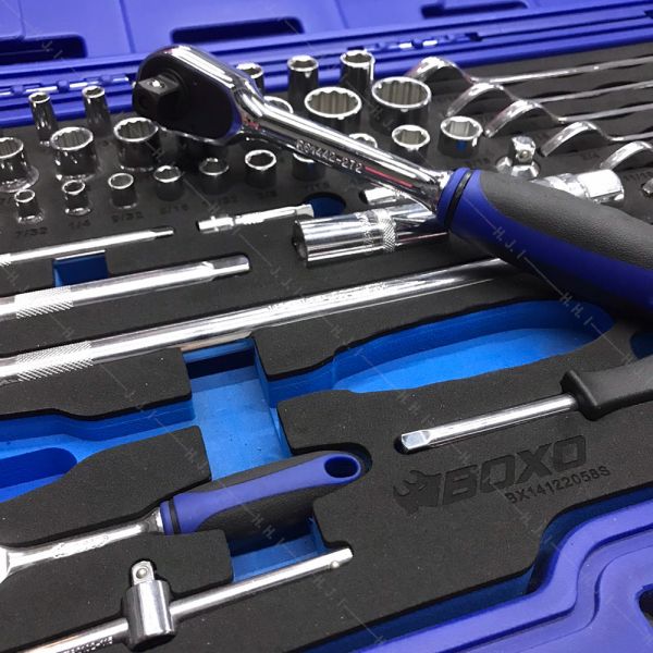 58 Pcs 1/4"&1/2"英制套筒扳手組 (6PT/12PT) 套裝工具,赫杰國際,台灣製,MIT,高品質,手工具,台中,豐原,大甲,BOXO,BX14122058S,英制套筒扳手組