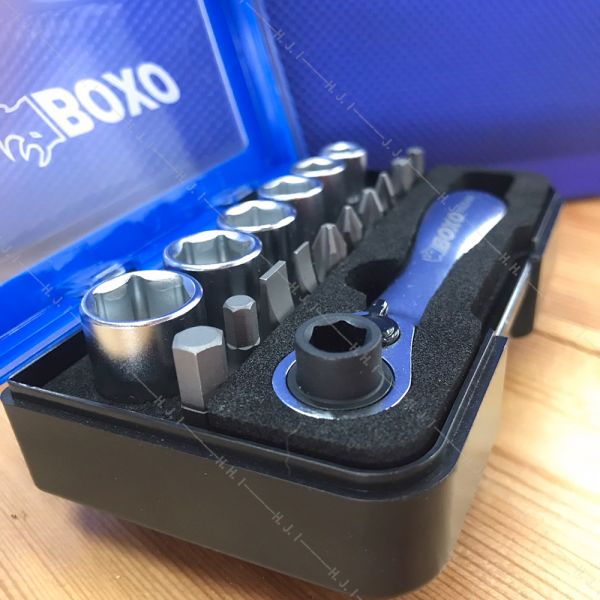 18Pcs 1/4"迷你畢仔套筒棘輪扳手組-現貨特價中！ 18Pcs 1/4"迷你畢仔套筒棘輪扳手組,HBS-018PB,套裝工具,赫杰國際,台灣製,MIT,高品質,手工具,台中,豐原,大甲,BOXO,台灣總代理