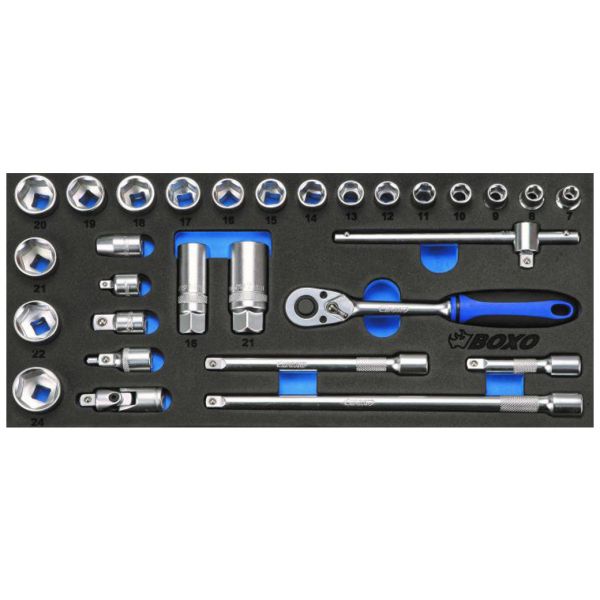 29Pcs 3/8" 棘輪扳手六角套筒組 棘輪,扳手,六角,套筒組,EVA盤,工具盤,工具組,工具組合