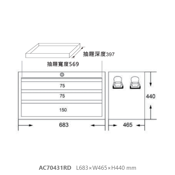 26" 工具上箱 AC7041RD,AC70431RD,BOXO,赫杰國際,BOXO,工具上箱,收納,工作室,機車行,工具收納,台灣製,滑軌自動吸附歸位