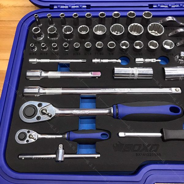58 Pcs 1/4"&1/2"英制套筒扳手組 (6PT/12PT) 套裝工具,赫杰國際,台灣製,MIT,高品質,手工具,台中,豐原,大甲,BOXO,BX14122058S,英制套筒扳手組
